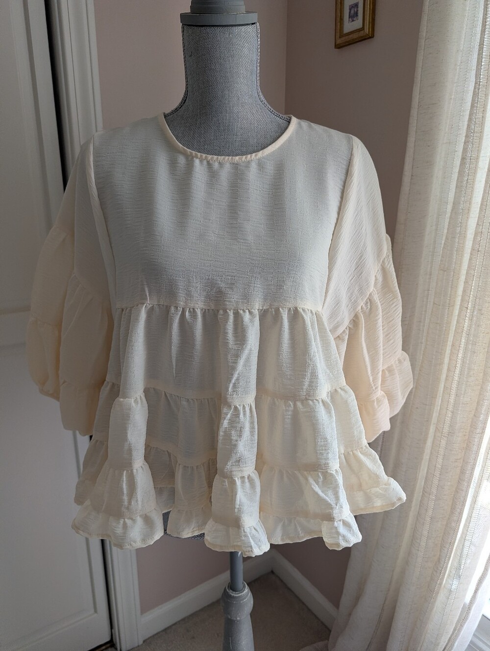 HYFVE Cream Tiered Ruffle Blouse